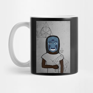 Aztec Queen - Female Character with Blue Eyes and Aztec Mask Mug